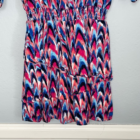 JUSTICE Girls Cold Shoulder Multi Colored Layered Ruffled Dress size 10 - Picture 13 of 16